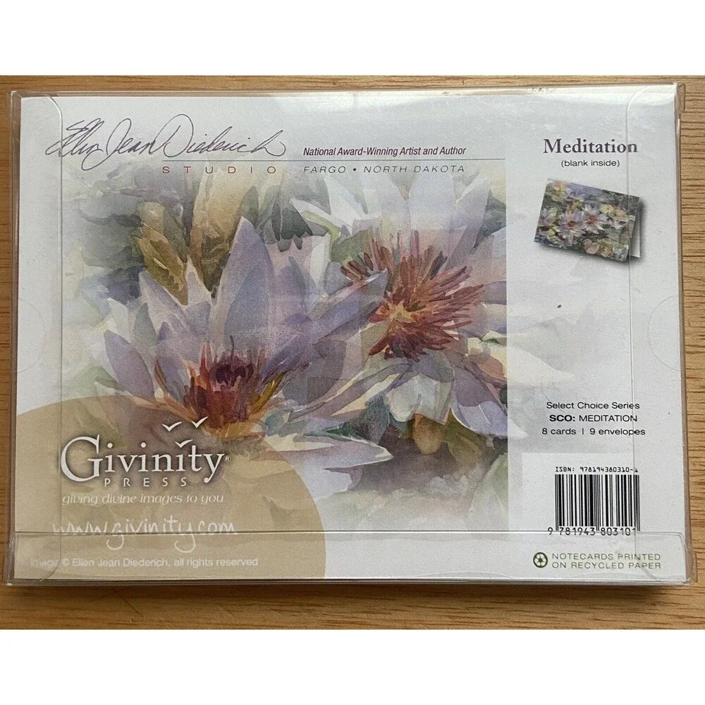 Water Lilies Blank Cards by Ellen Jean Diederich Givinity Press Meditation Boxed